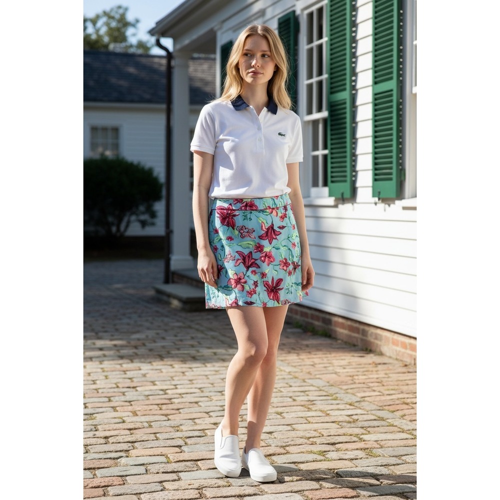 IZOD Floral Skort Women Light Blue Pink Lily Print Active Casual Size 6
